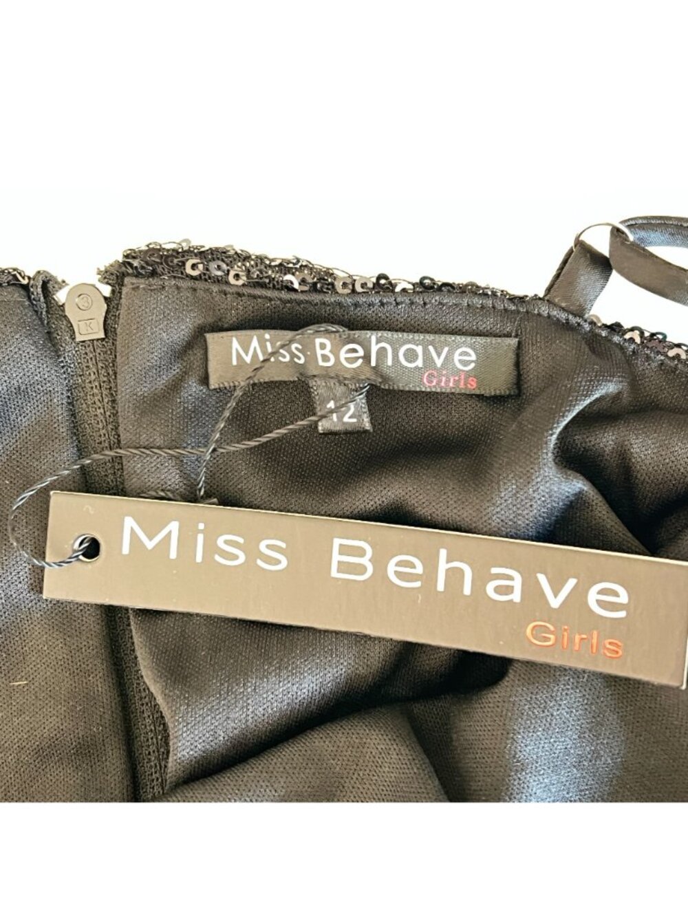 NWT Miss Behave Girls Sz 12 Black Sequin Mini Dress Junior Teen Y2K HOCO Party - Picture 4 of 10